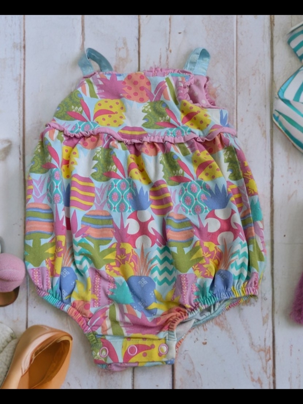 Matilda Jane let's go together pineapple bubble romper size 18/24 months